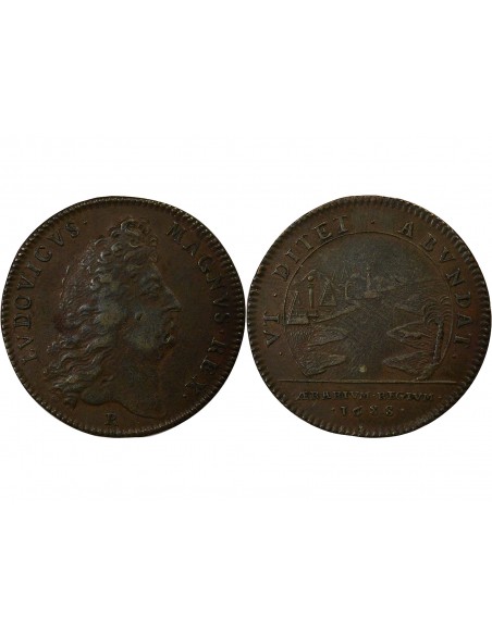 Louis XIV Trésor Royal Jeton Cuivre 1688