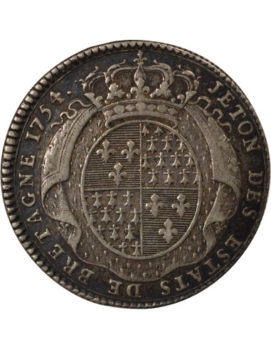 Louis XV Etats de Bretagne Jeton Argent 1754