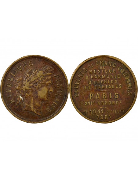 Céres - Demeter Grand Concours de Musique Jeton Bronze 1881