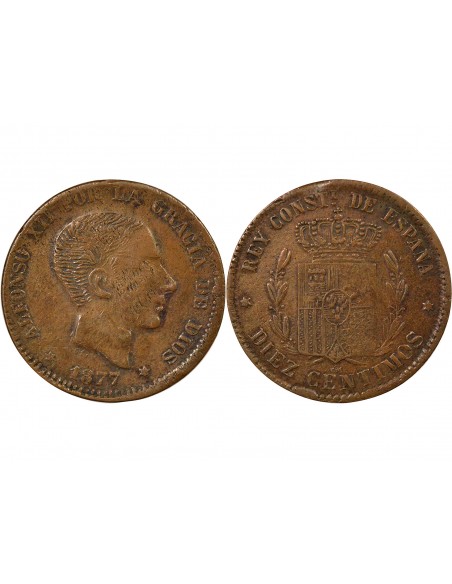 Espagne Alphonse XII d'Espagne Contrefaçon 10 centimos Cuivre 1877