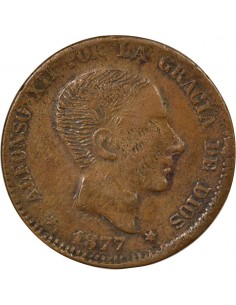 Espagne Alphonse XII d'Espagne Contrefaçon 10 centimos Cuivre 1877 2