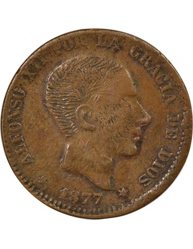 Espagne Alphonse XII d'Espagne Contrefaçon 10 centimos Cuivre 1877