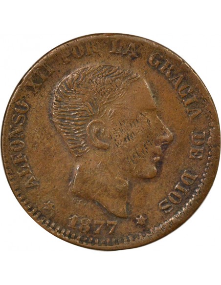 Espagne Alphonse XII d'Espagne Contrefaçon 10 centimos Cuivre 1877