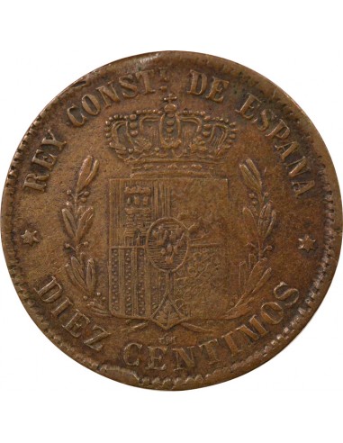 Espagne Alphonse XII d'Espagne Contrefaçon 10 centimos Cuivre 1877