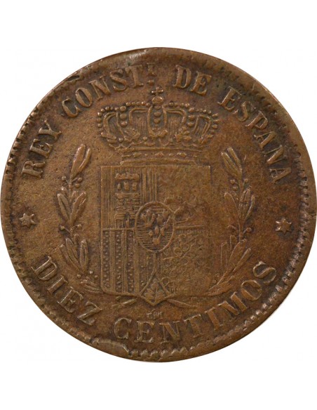 Espagne Alphonse XII d'Espagne Contrefaçon 10 centimos Cuivre 1877