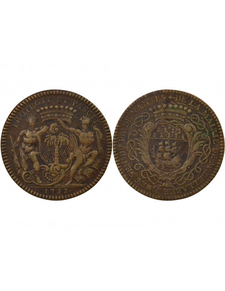 Mathurin Bellabre Maire de Nantes Jeton Cuivre 1752