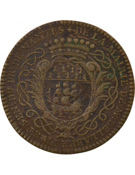 Mathurin Bellabre Maire de Nantes Jeton Cuivre 1752