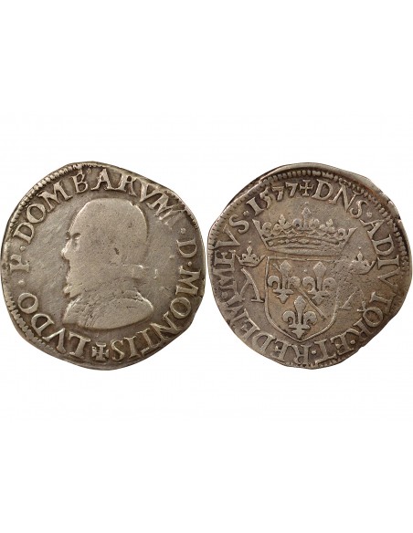 Principauté de Dombes Louis II de Montpensier 1 teston Argent 1577 Trévoux