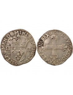 Louis XIII A la Croix fleurdelisée 1/4 ecu Argent 1614 9 Rennes