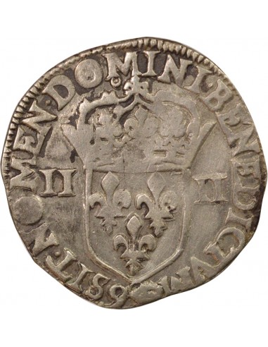 Louis XIII A la Croix fleurdelisée 1/4 ecu Argent 1614 9 Rennes