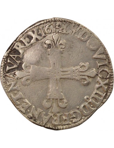 Louis XIII A la Croix fleurdelisée 1/4 ecu Argent 1614 9 Rennes