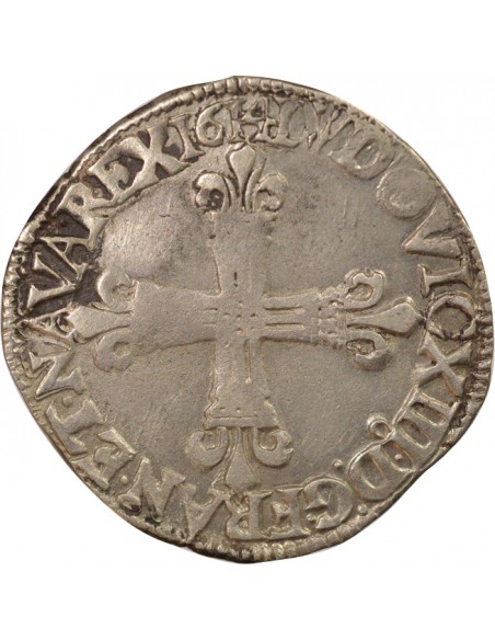 Louis XIII A la Croix fleurdelisée 1/4 ecu Argent 1614 9 Rennes