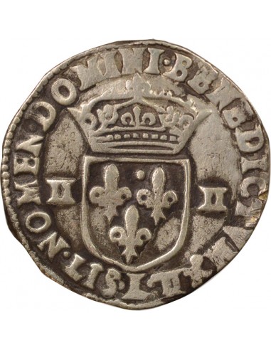 Louis XIII A la Croix fleurdelisée 1/4 ecu Argent 1611 L Bayonne