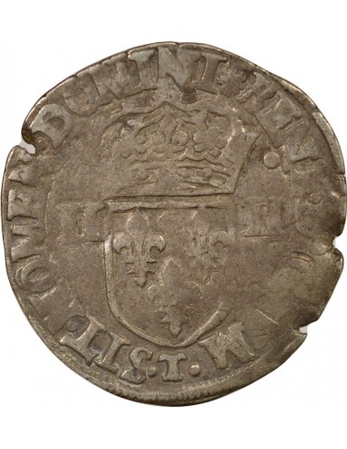Henri III Croix de Face 1/4 écu Argent 1589 T Nantes