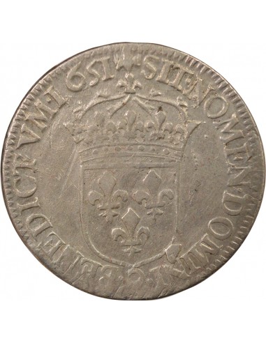 Louis XIV A la Mèche Longue 1/2 écu Argent 1651 9 Rennes