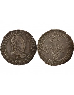 Henri III Au Col plat 1/2 franc Argent 1587 B Rouen