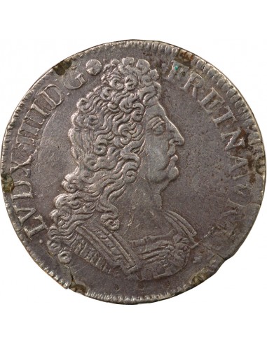 Louis XIV Aux Insignes 1 écu Argent 1702 T Nantes