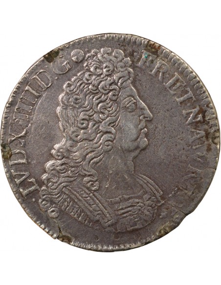 Louis XIV Aux Insignes 1 écu Argent 1702 T Nantes