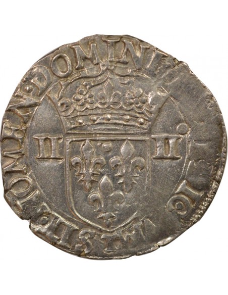 Charles IX Croix de Face 1/4 écu Argent 1590 T Nantes