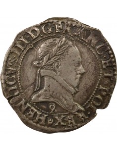 Henri III Au Col Plat 1/2 franc Argent 1587 9 Rennes 2