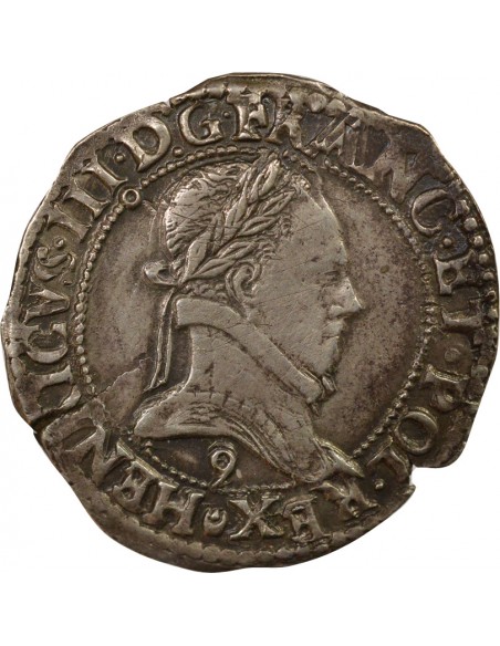 Henri III Au Col Plat 1/2 franc Argent 1587 9 Rennes