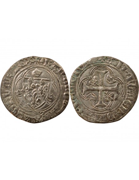 Charles VII A la Couronne 1 blanc Billon 1456-1461 H La Rochelle