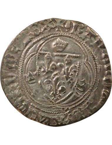 Charles VII A la Couronne 1 blanc Billon 1456-1461 H La Rochelle