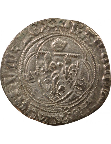 Charles VII A la Couronne 1 blanc Billon 1456-1461 H La Rochelle