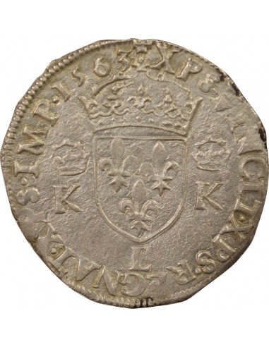 Charles IX 4e Type 1 teston Argent 1563 L Bayonne