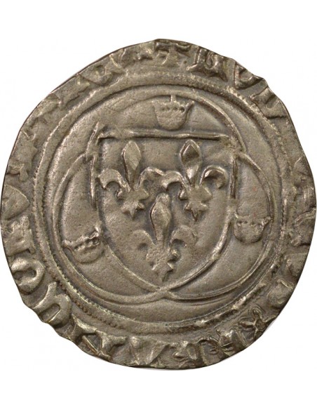 Louis XI A la Couronne 1 blanc Billon 1461-1475 E Tours