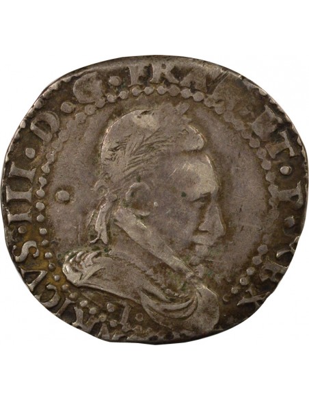Henri III Au Col plat 1/2 franc Argent 1587 I Limoges