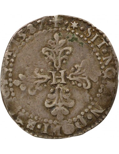 Henri III Au Col plat 1/2 franc Argent 1587 I Limoges