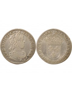 Louis XIV A la Mèche Courte 1/4 écu Argent 1645 A - Paris