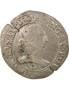 Henri III Au Col plat 1 franc Argent 1580 B Rouen 2