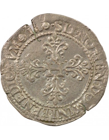 Henri III Au Col plat 1 franc Argent 1580 B Rouen