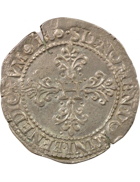 Henri III Au Col plat 1 franc Argent 1580 B Rouen