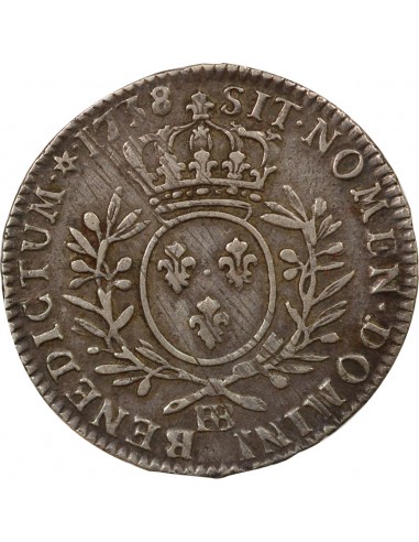 Louis XV Au Buste Habillé 1/2 écu Argent 1738 BB Strasbourg