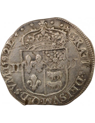 Roi de Navarre et de France 1/4 écu Argent 1592 Pau