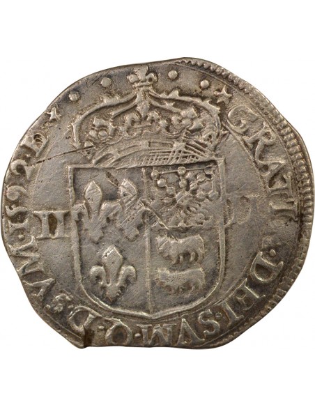 Roi de Navarre et de France 1/4 écu Argent 1592 Pau
