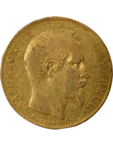 Napoléon III Tête nue 20 francs Or 1855 D Lyon