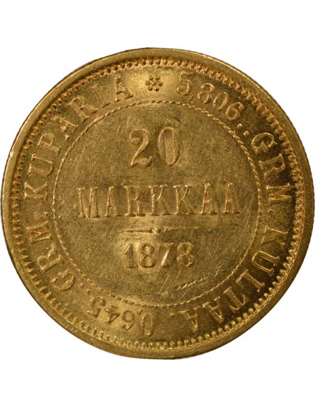 Finlande Sous Occupation Russe 20 markkaa Or 1878 Helsinki