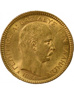 Grèce George I de Grèce 20 drachmai Or 1884 A - Paris 2