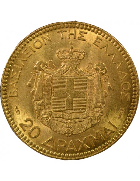 Grèce George I de Grèce 20 drachmai Or 1884 A - Paris