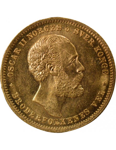 Norvège Oscar II 20 kroner Or 1902 Kongsberg