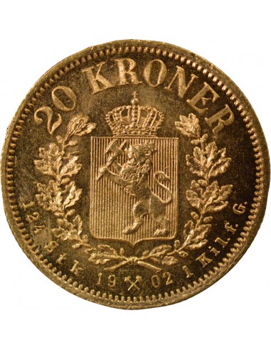 Norvège Oscar II 20 kroner Or 1902 Kongsberg