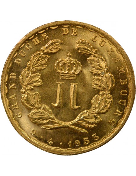 Luxembourg Charlotte Mariage Princier 20 francs Or 1953