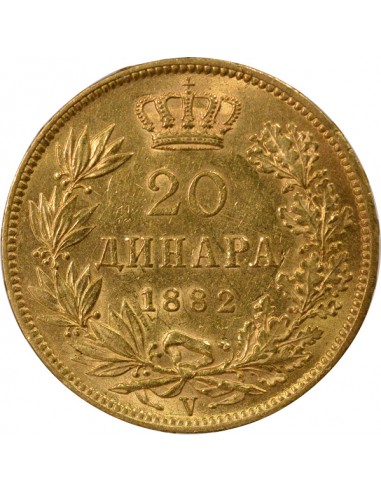 Serbie 20 dinara Or 1882 A Vienne