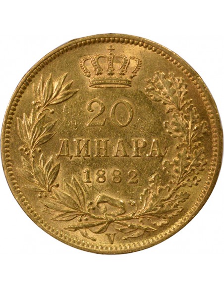 Serbie 20 dinara Or 1882 A Vienne
