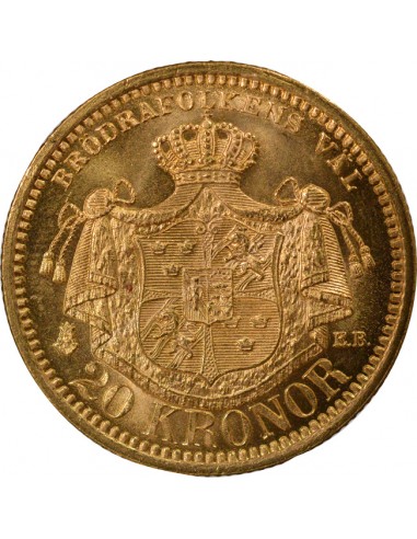 Suède Oscar II 20 kronor Or 1899 Stockholm