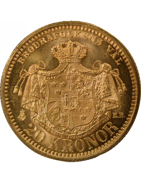 Suède Oscar II 20 kronor Or 1899 Stockholm